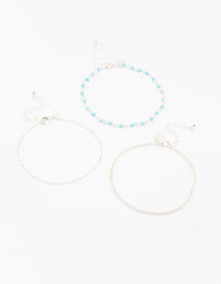 Silver Ball & Chain & Beaded Anklets 3-Pack - link has visual effect only