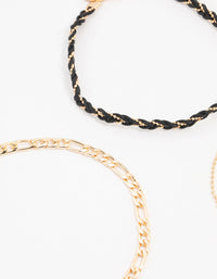 Gold Figaro Plaited Anklets 3-Pack - link has visual effect only