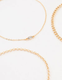 Gold Baguette Drop Anklets 3-Pack - link has visual effect only