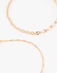 Gold Pearl Heart Drop Anklets 3-Pack - link has visual effect only