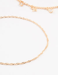 Gold Diamante Star Drop Anklets 3-Pack - link has visual effect only