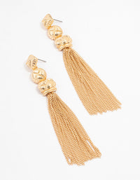 Gold Knit Tassel Drop Earrings - link has visual effect only