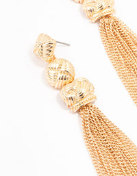 Gold Knit Tassel Drop Earrings - link has visual effect only