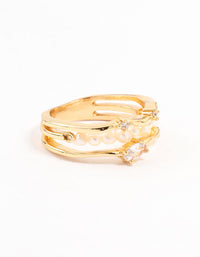 Gold Plated Nestled Pearl Multirow Ring - link has visual effect only