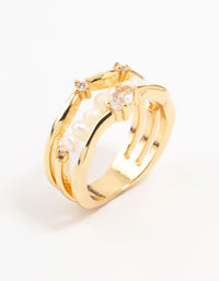 Gold Plated Nestled Pearl Multirow Ring - link has visual effect only