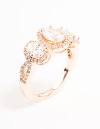 Rose Gold Oval Trio Cubic Zirconia Ring - link has visual effect only