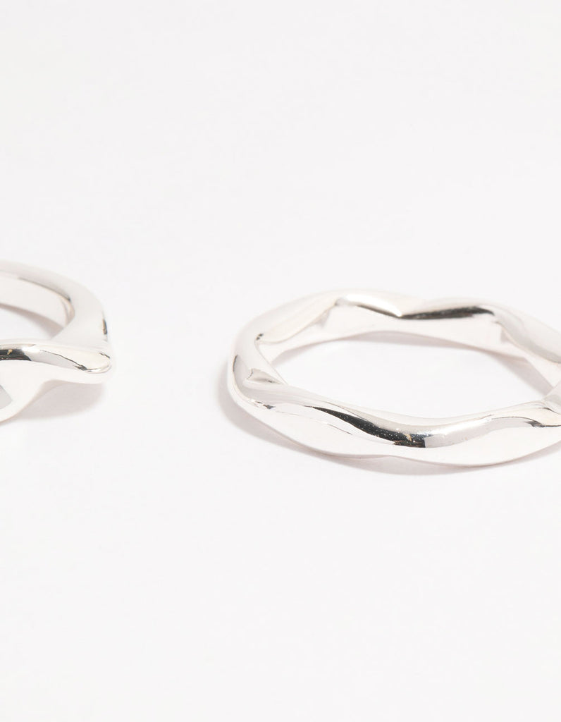 Silver Plated Irregular Stacking Rings 3-Pack