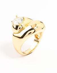 Gold Plated Puffy Swirl Cubic Zirconia Rings - link has visual effect only