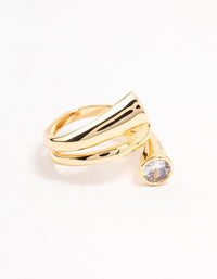 Gold Plated Round Cubic Zirconia Wrapped Ring - link has visual effect only