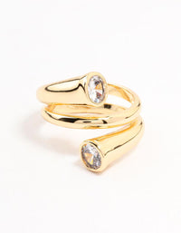 Gold Plated Round Cubic Zirconia Wrapped Ring - link has visual effect only