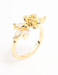 Gold Plated Fine Flower Cubic Zirconia Ring - link has visual effect only