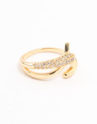 Gold Plated Cubic Zirconia Criss Cross Ring - link has visual effect only