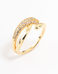 Gold Plated Cubic Zirconia Criss Cross Ring - link has visual effect only