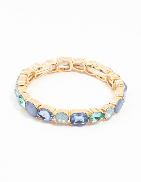 Gold Blue Cluster Bracelet