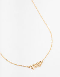 Gold Plated Virgo Gothic Script Necklace - link has visual effect only