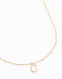 Gold Plated Cursive C Initial Necklace - link has visual effect only