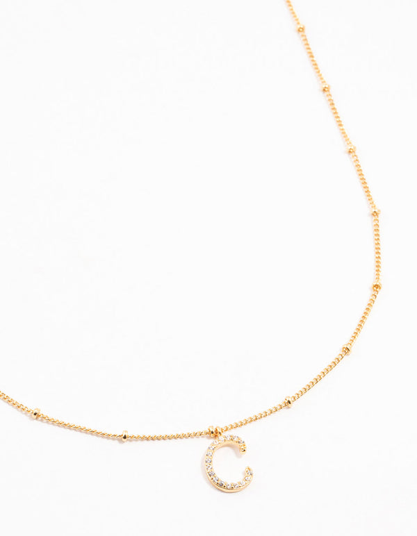 Gold Plated Cursive C Initial Necklace