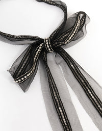 Black Fabric Diamante Bow Necklace - link has visual effect only