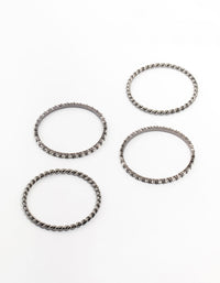 Black Rhodium Diamante Bangles 4-Pack - link has visual effect only