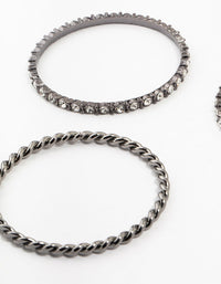 Black Rhodium Diamante Bangles 4-Pack - link has visual effect only