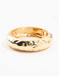 Gold Plated Hammered Wide Bangle - link has visual effect only