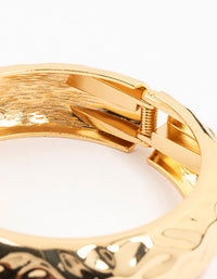 Gold Plated Hammered Wide Bangle - link has visual effect only