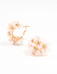 Gold Plated Flower Cluster Hoop Earrings - link has visual effect only