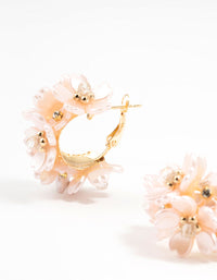 Gold Plated Flower Cluster Hoop Earrings - link has visual effect only