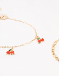 Gold Pearl & Cherry Anklets 3-Pack - link has visual effect only