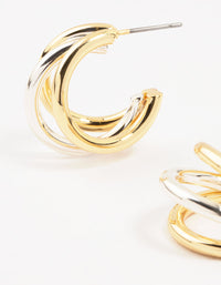 Mixed Metals Large Claw Hoop Earrings - link has visual effect only