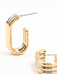 Mixed Metals Silver & Gold Plated Oval Hoop Earrings - link has visual effect only