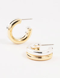 Small Mixed Metals Double Hoop Earrings - link has visual effect only