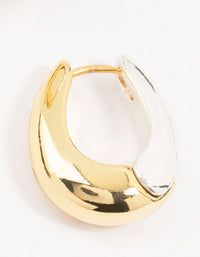 Mixed Metals Chunky Oval Hoop Earrings - link has visual effect only