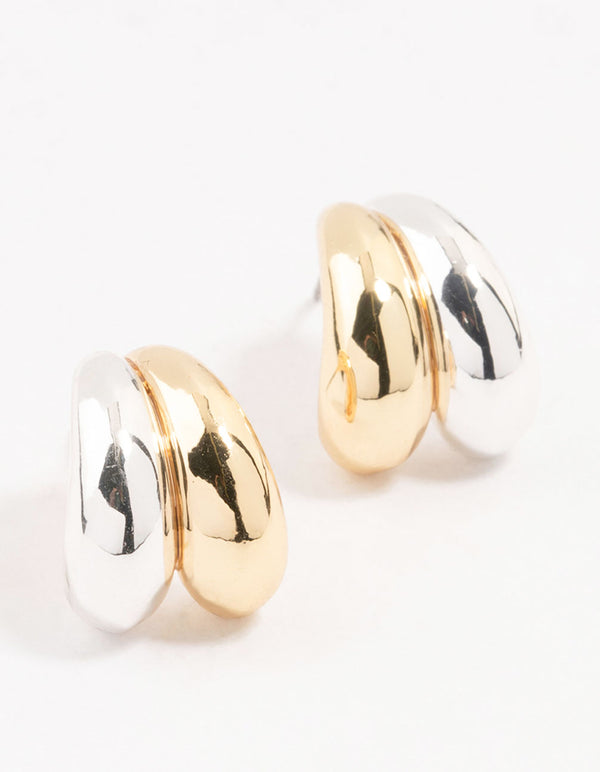 Mixed Metals Double Bubble Hoop Earrings