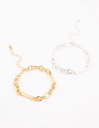 Mixed Metals Chain Bracelets 2-Pack - link has visual effect only