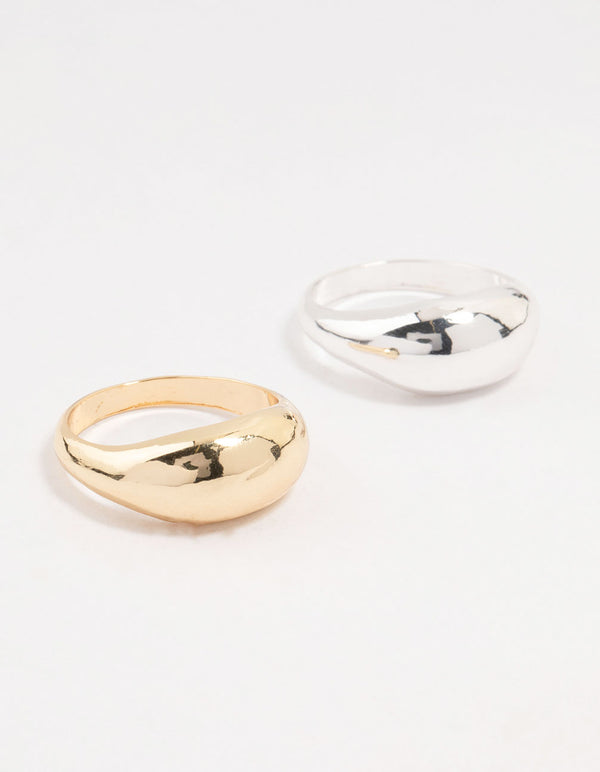 Mixed Metals Chunky Rings 2-Pack