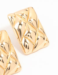 Gold Rectangle Cushion Stud Earrings - link has visual effect only