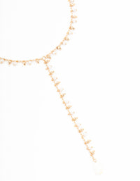 Gold Fine Pearl Y-Necklace - link has visual effect only