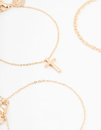 Gold Dainty Cross Bracelets 4-Pack - link has visual effect only