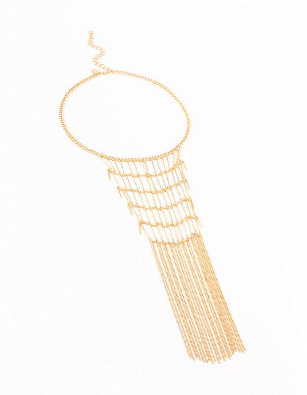 Gold Multirow Statement Necklace