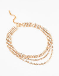 Gold Diamante Multirow Necklace - link has visual effect only