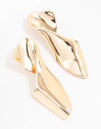 Gold Twisted Folded Long Drop Earrings - link has visual effect only