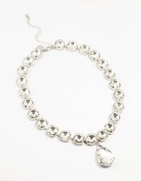 Silver Diamante Statement Pendant Necklace - link has visual effect only