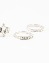 Rhodium Mixed Diamante Rings 5-Pack - link has visual effect only