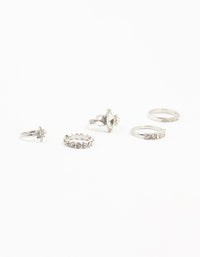 Silver Mixed Diamante Rings 5-Pack - link has visual effect only