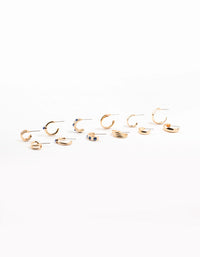 Gold Bezel Diamante Hoop Earrings 6-Pack - link has visual effect only