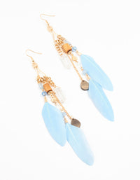 Gold Bug Shard Feather Chain Drop Earrings - link has visual effect only