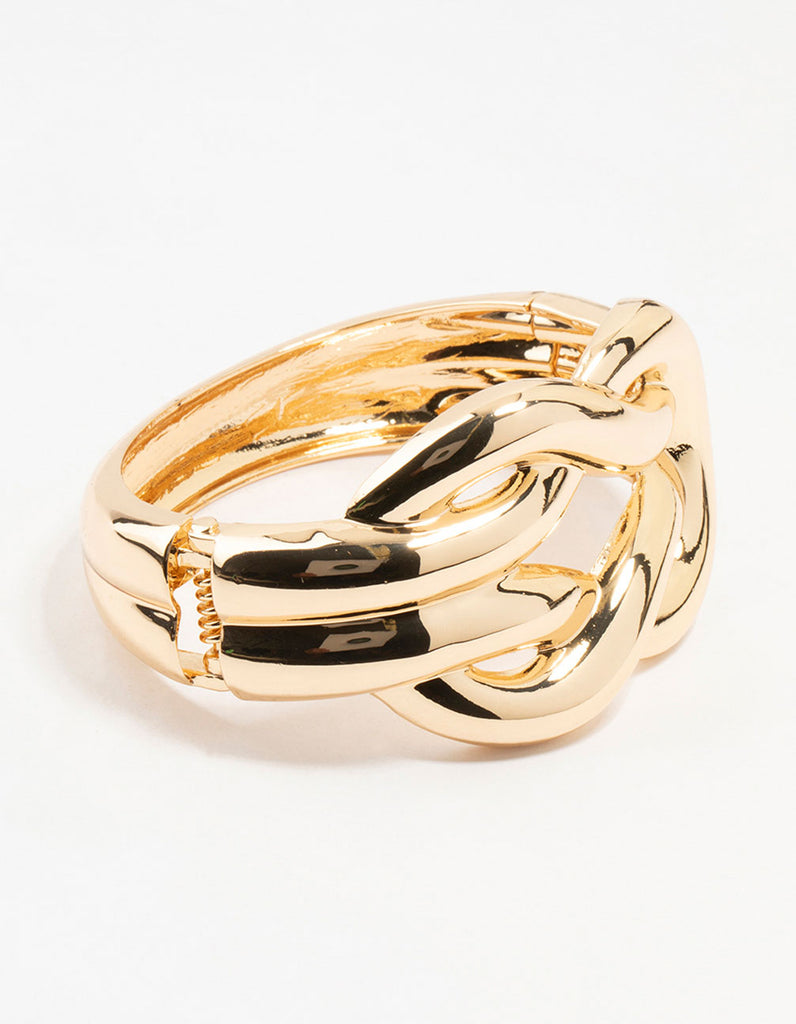 Gold Bold Knotted Cuff Bracelet