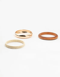 Gold Raffia & Wood Bangles 3-Pack - link has visual effect only