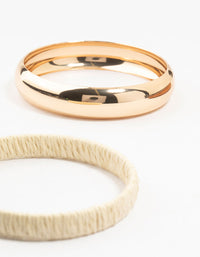 Gold Raffia & Wood Bangles 3-Pack - link has visual effect only